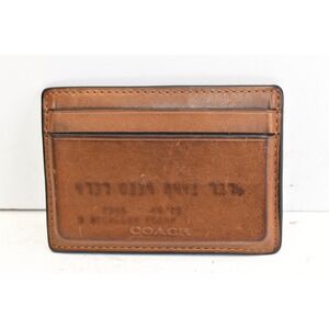 Coach Card Case Wallet Brown Mens Money Clip Leather Luxury Minimalist Classic